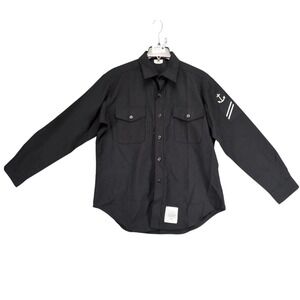 Vintage US Navy "Johnny Cash" Black Uniform Shirt Mens 17x35 Military Wool Blend